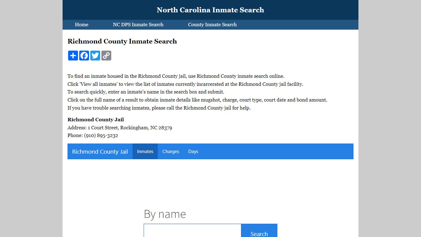 Richmond County Inmate Search