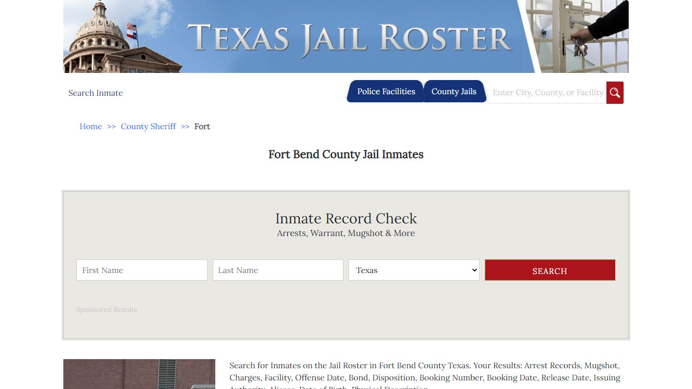 Fort Bend County Jail Inmates | Jail Roster Search