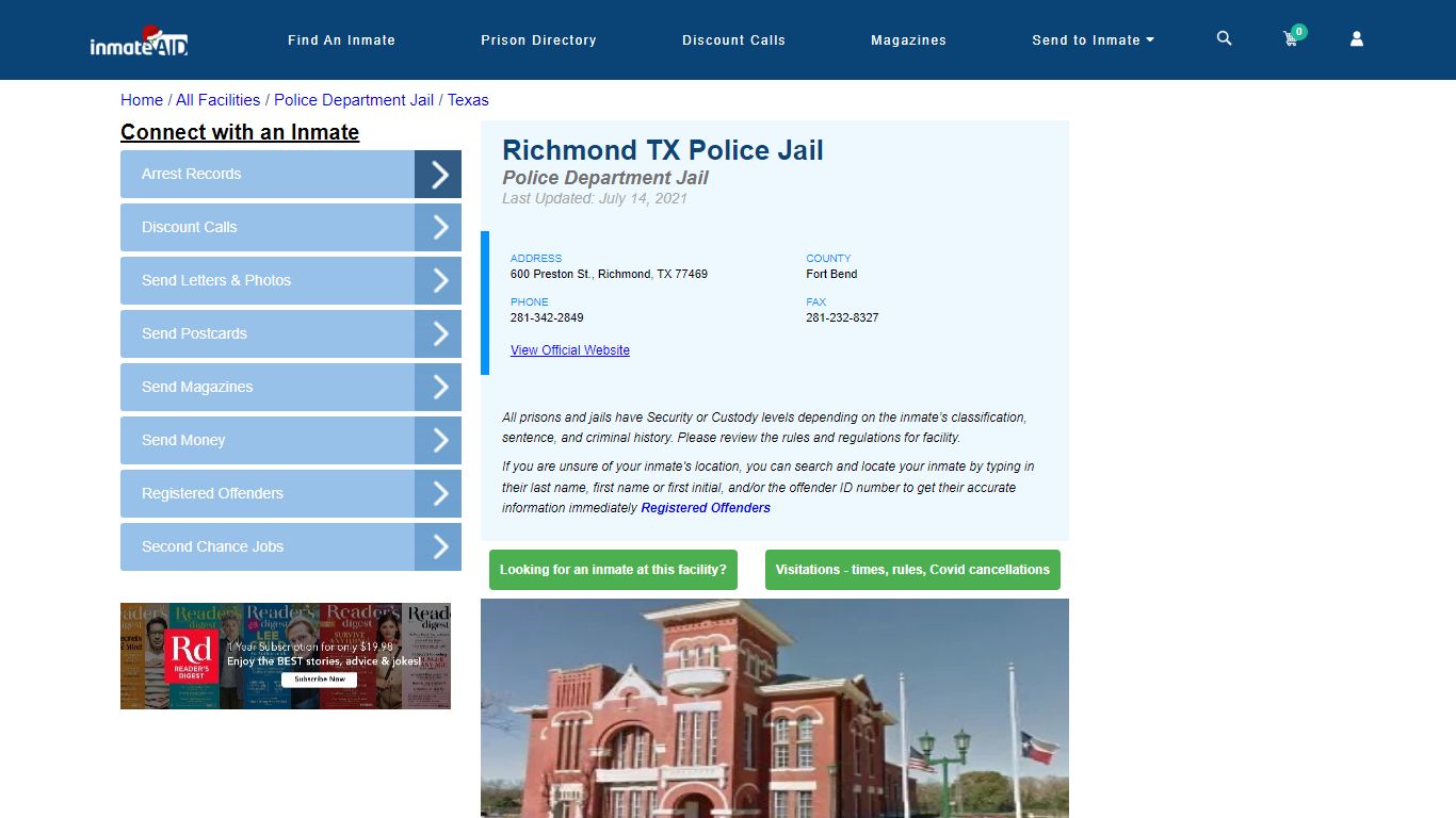 Richmond TX Police Jail & Inmate Search - Richmond, TX